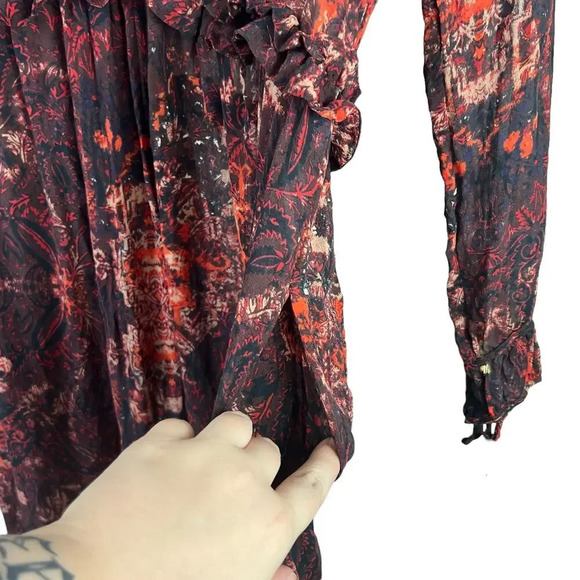 Intermix Silk Red Paisley Maxi Dress Size Small - Picture 7 of 14